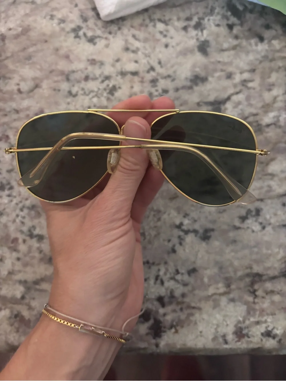Ray-Ban Gold Frame Sunglasses with Black Lenses - Men